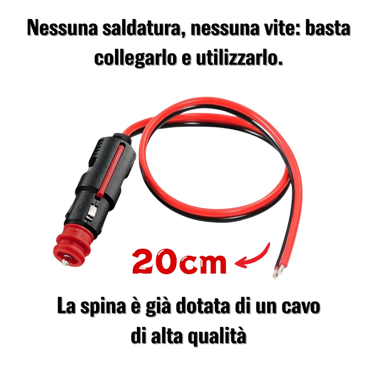 Spina Universale DIN/ZIG per Prese di Bordo Moto, Auto, Camion - Adattatore per Presa Accendisigari da 12mm e 21mm con Cavo, Leva di Estrazione e Fusibile di Sicurezza Integrato