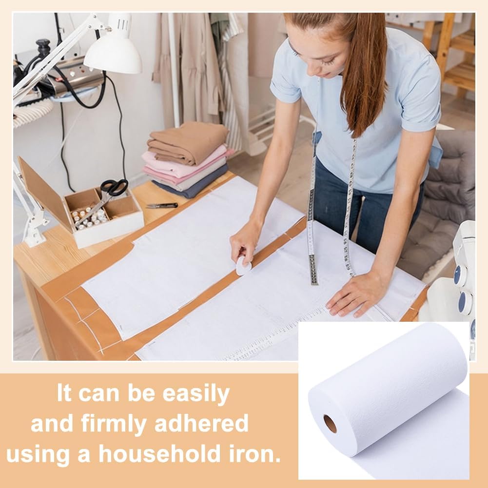 BENECREAT 10 Yard Iron On Interfacing Fabric, 11.8inch Fusible Fleece Interfacing, White Fusible Batting for Quilting, Sewing Bags Home Decor and Craft Projects
