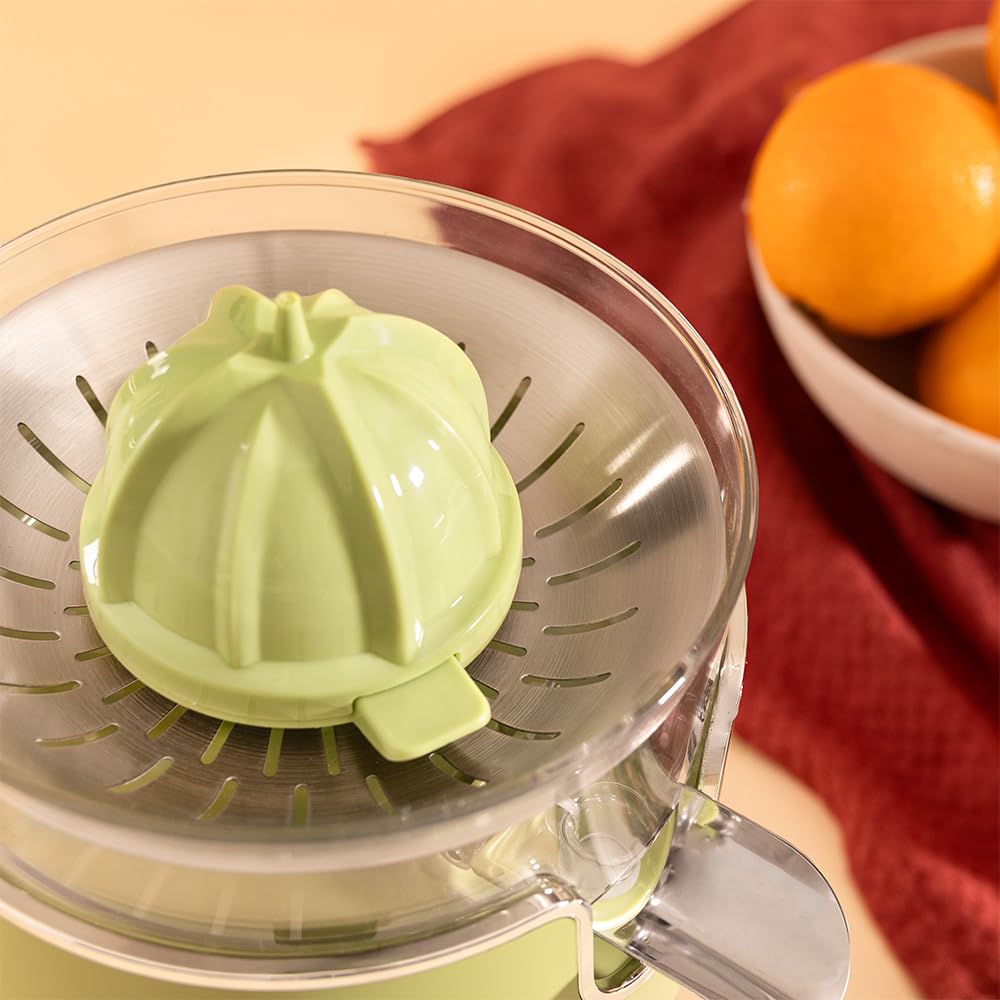 Cecotec Presse-agrumes électrique Xqueeze RetroJuice 1000 Green. Pour oranges et agrumes, 1000 W, filtre inox, 2 cônes amovibles, capacité 500 ml, compatible lave-vaisselle.