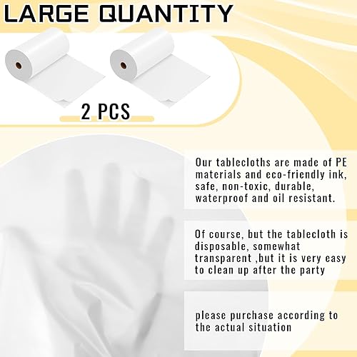 Miniatura 2 de 2 manteles de plástico desechables de 40 pulgadas x 300 pies, rollo de banquete para graduación, picnic, boda, cumpleaños, carnaval, circo, fiesta,