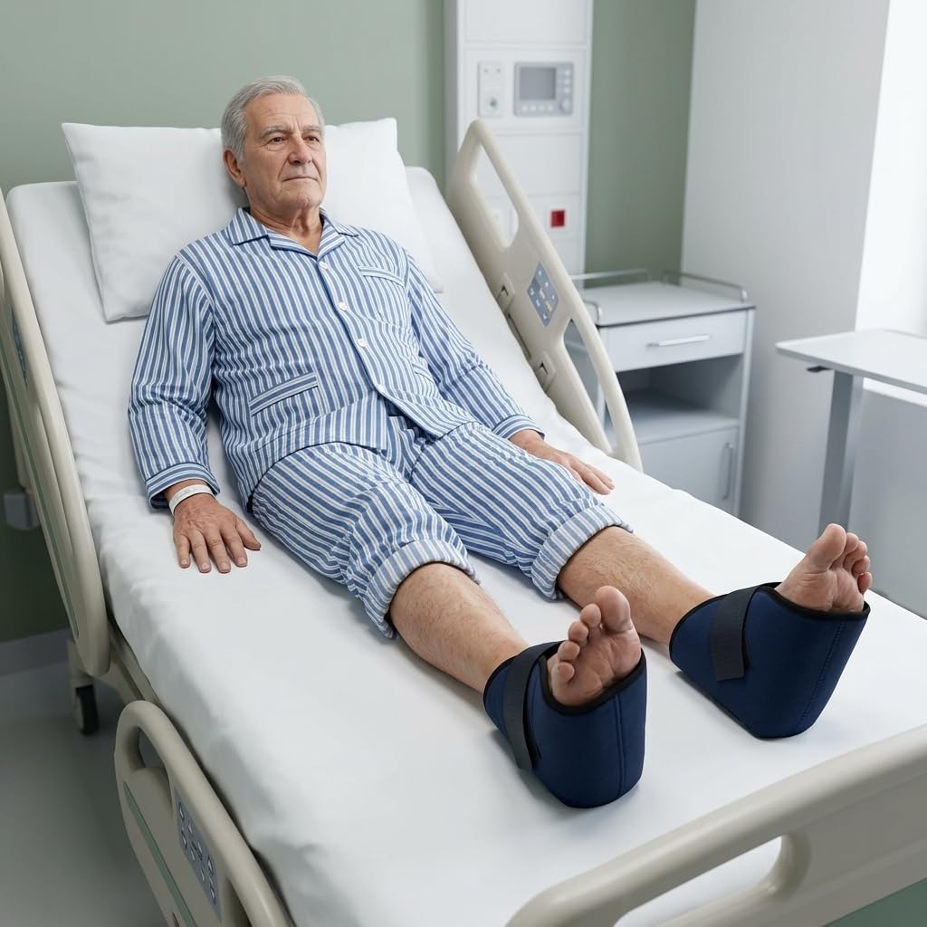 Taloneras Antiescaras – Par de Protectores para Talón, Pie o Codo para Prevención de Úlceras y Llagas por Presión – Uso Diario en Cama o Silla de Ruedas – Talla Única, Azul Marino