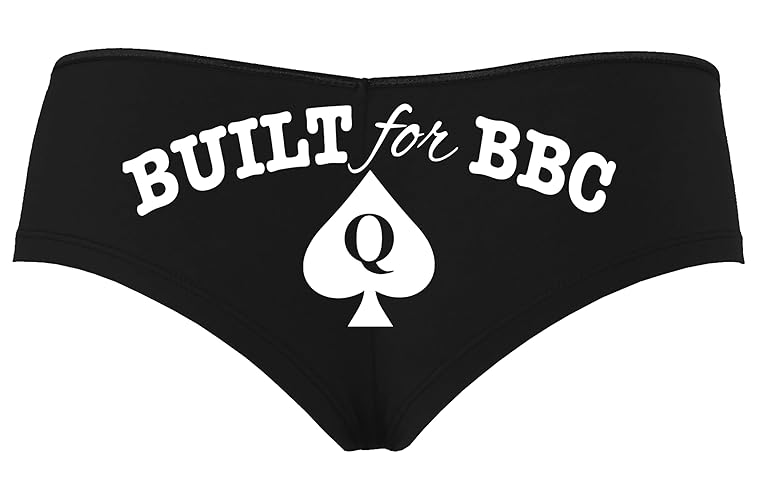 Knaughty Knickers Built for BBC PAWG Queen of Spades QOS Black Boyshort Panties - Medium - White