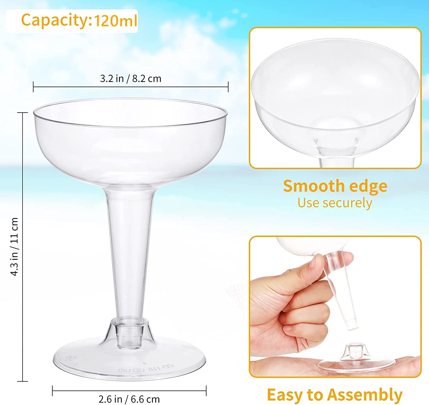 LATERN 60Pcs Plastic Champagne Coupe - Image 4