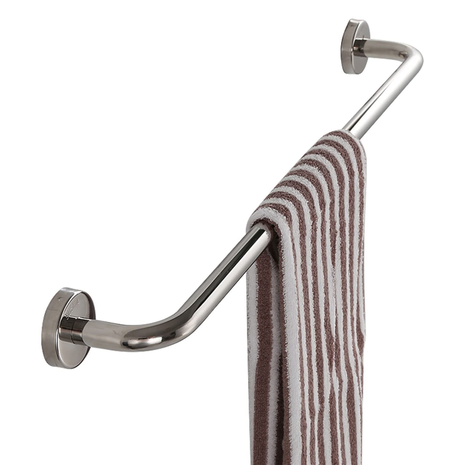 LMYSXAOZ Wall Mounted Towel Rails Round Rod, 40cm - 80cm Bar Rails, 304 Stainless Steel Multifunctional Holder for Bathroom or Kitchen (Size : 60cm)