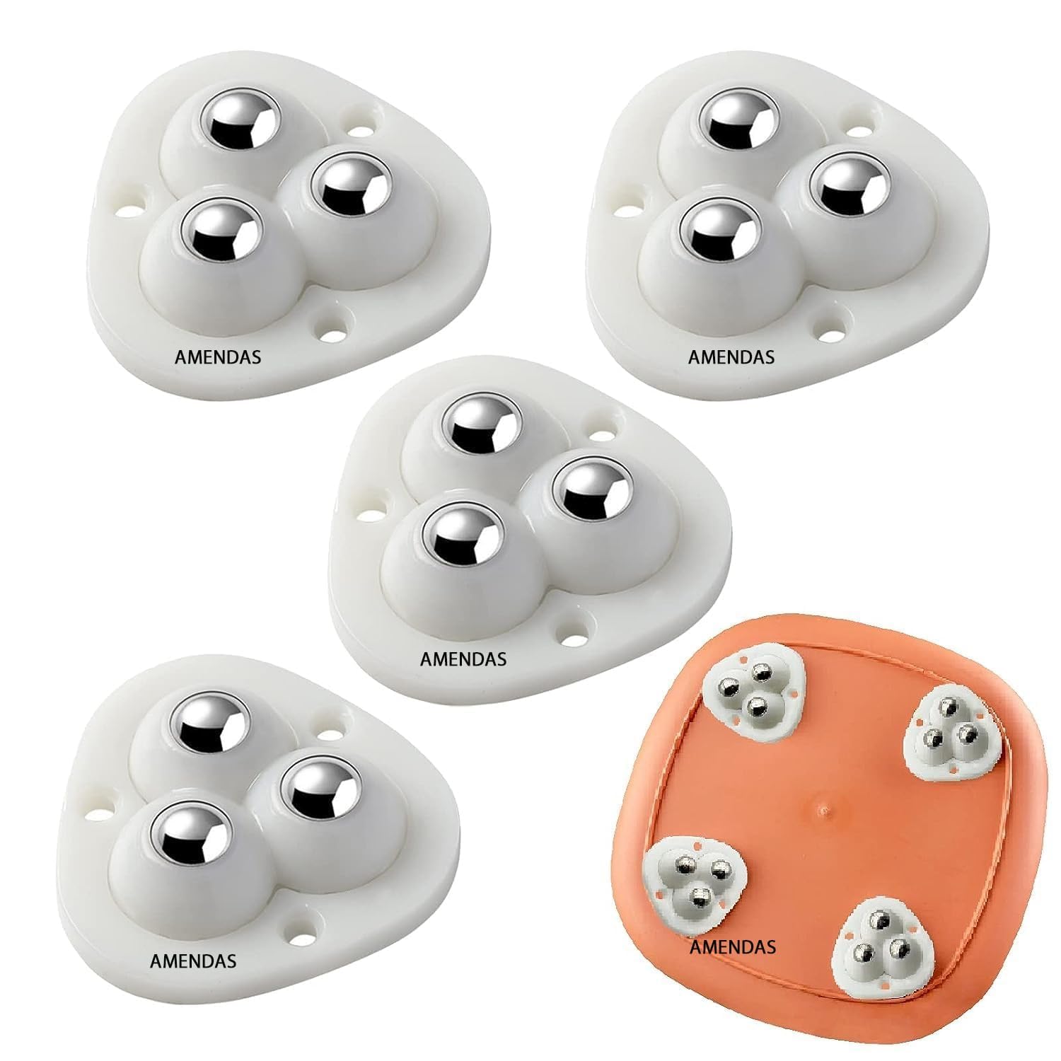AMENDAS Self Adhesive Caster Wheels - 360° Mini Swivel Wheels, Small Appliance Sliders, Sticky Pulley for Kitchen Appliances, Storage Box