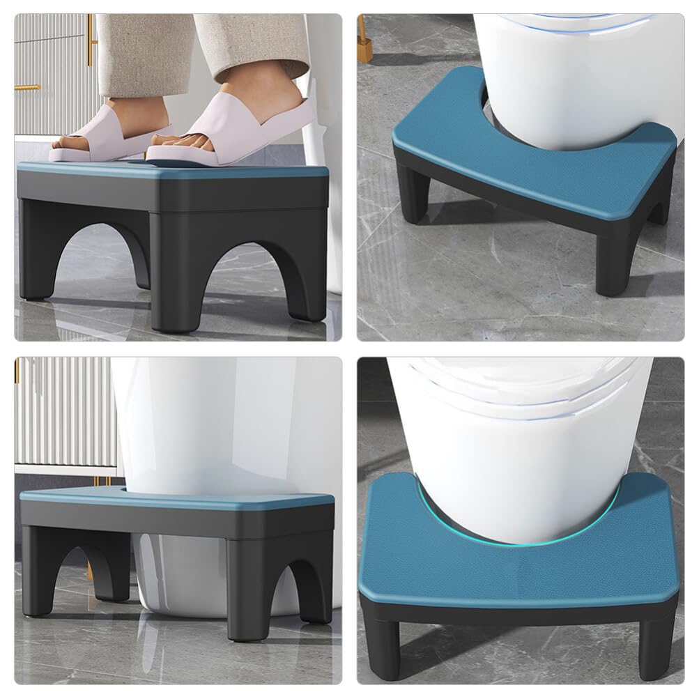 Toilettenhocker für Erwachsene, Badezimmer Fußhocker aus Pp, Blau