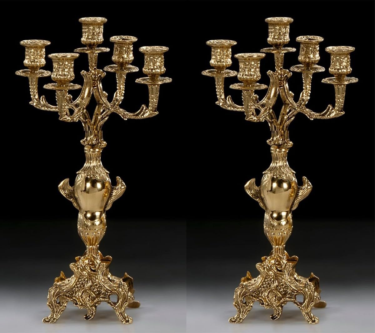 Casa Padrino Luxus Barock Kerzenhalter Set Gold Ø 24 x H. 39 cm - Handgefertigte Barockstil Bronze Kerzenständer - Barock Deko Accessoires - Barock Interior - Barock Möbel - Edel & Prunkvoll
