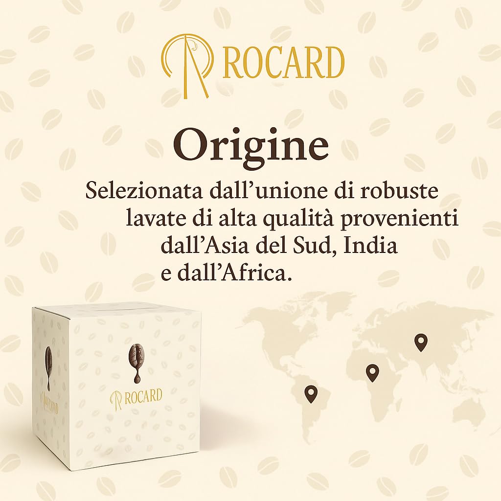 Café Rocard® | Vaina compostable | 150 vainas | Café Seleccionado, Tostado y Tostado en Italia | Mezcla clásica