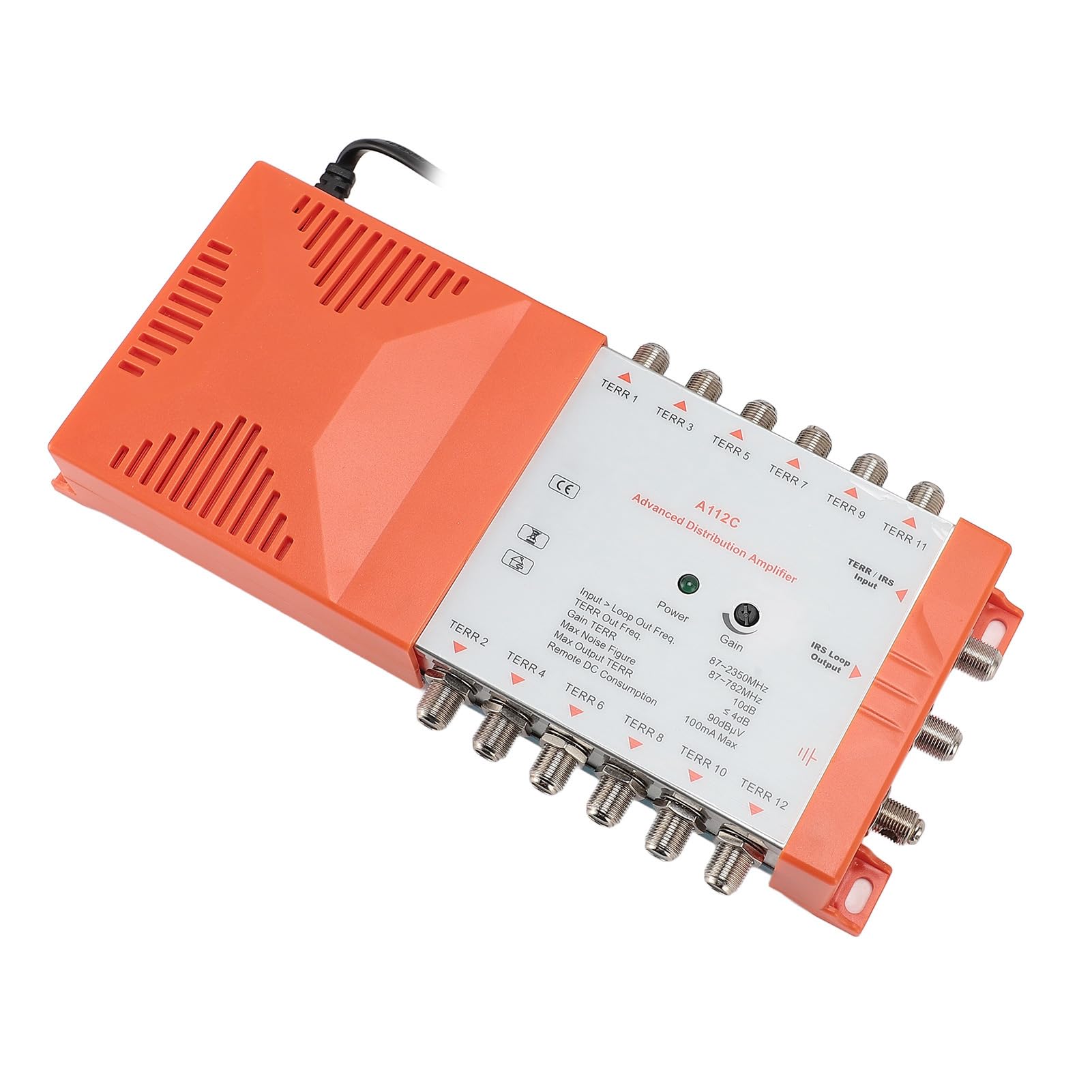 Amplificador de Distribución, Amplificador de Distribución de 12 Canales 87MHz - 782MHz, Cascada de Bucle IRS, para Conexión de Múltiples Televisores o Decodificadores (Enchufe