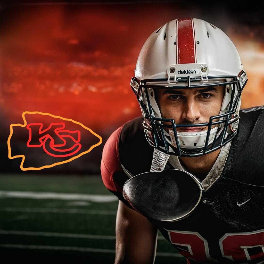 Football Rugby Sports Team Neon Sign Suitable for Chiefs KC Logo Neon Sign for Wall Decor USB Powered Dimmable Led Light Up Signs for Bedroom Men Cave Home Bar Decor Xmas Gifts for Kids - Image 7