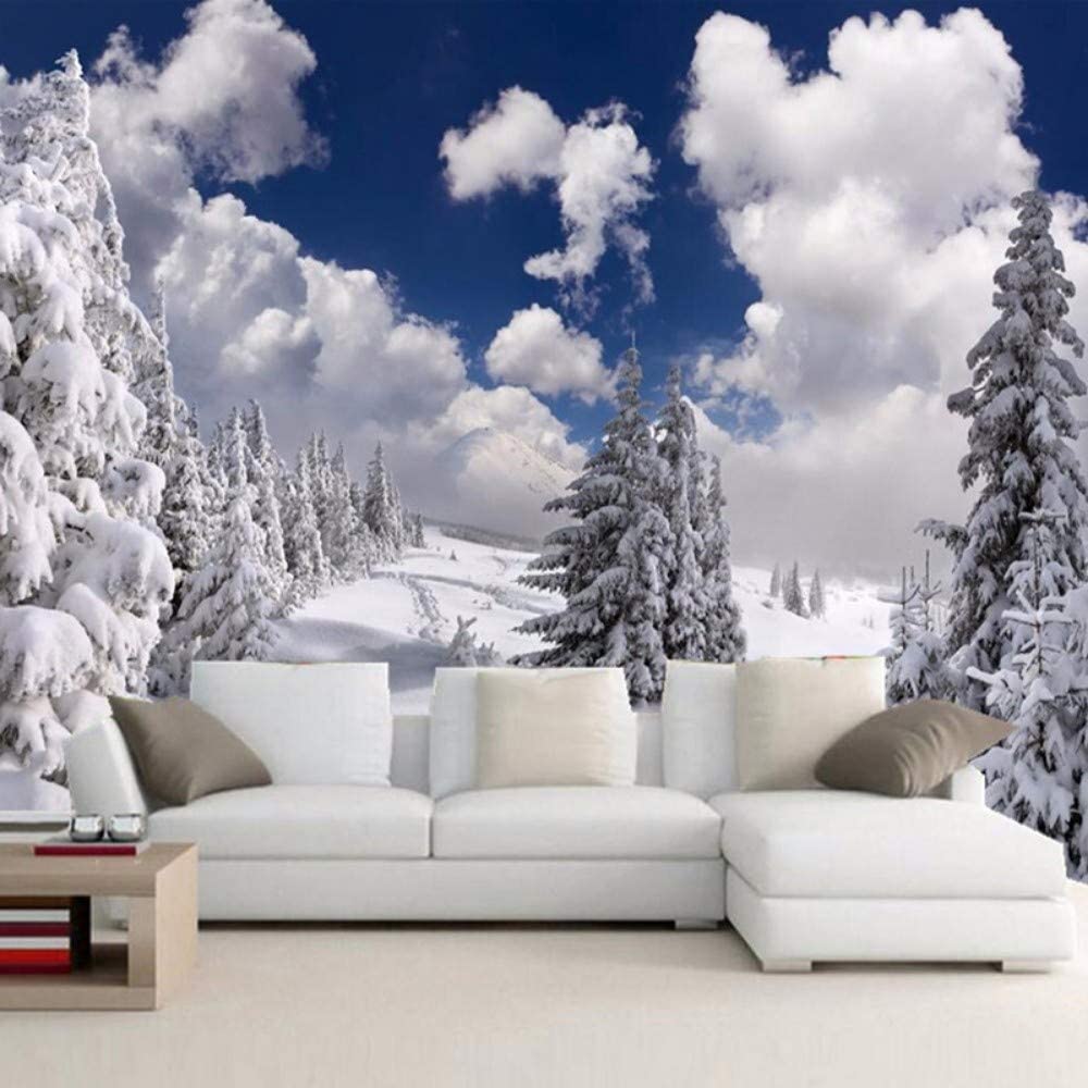 Papel Pintado Mural 3D Cedro De Nieve De Invierno Papel Pintado Mural 3D Papel Pintado De Pared Carteles De Pared Pegatina De Pared Borde Autoadhesivo Ladrillo Baño Dormitorio 200(ancho)x150(alto) cm