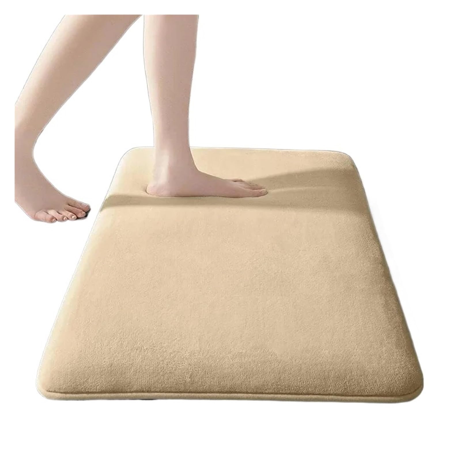 Tapis de bain antidérapant beige 50x80cm en velours absorbant avec mousse