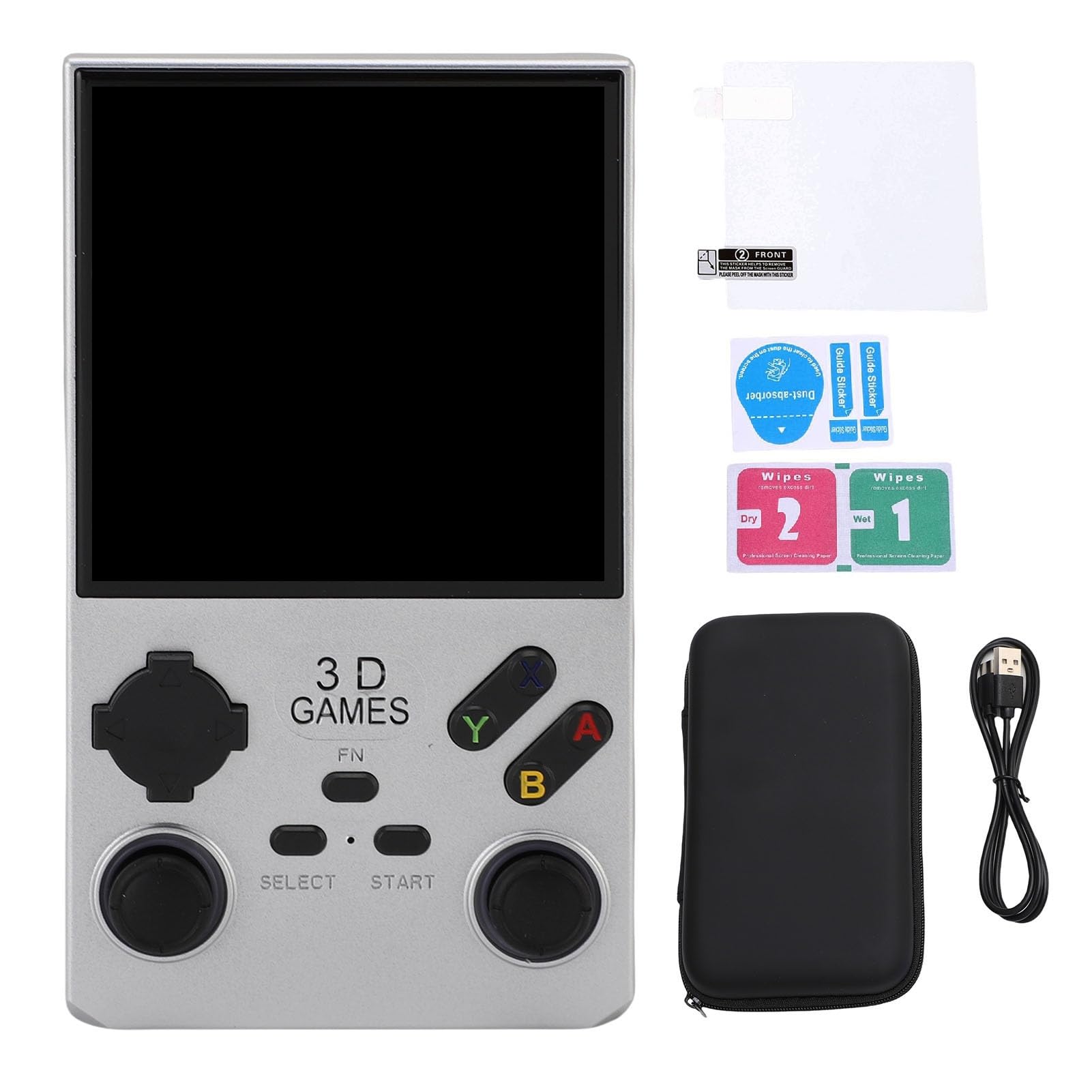 PUSOKEI Console di Gioco Portatile retrò da 4 Pollici | Open Source Altoparlante da 256 GB 8 W 720x720 4000 MAh (SILVER)