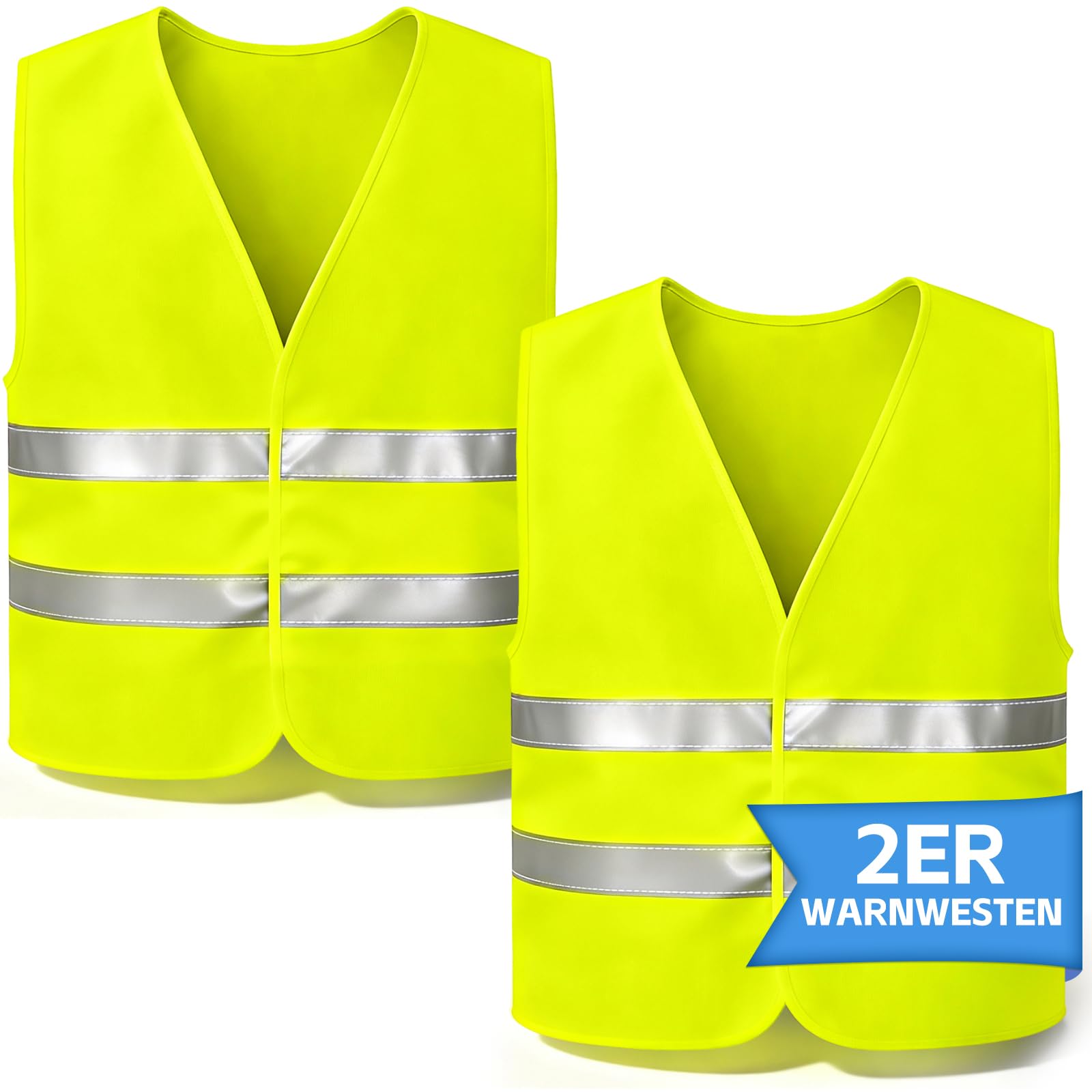 Helixor Warnwesten Auto Warnweste 2er - Reflektierende Weste Leuchtweste Erwachsene, Gelb Sicherheitsweste Auto Zubehör, Warnweste für Pannenhilfe Autofahrern Arbeitskräften