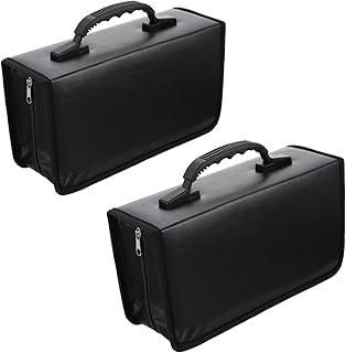 Veemoon 2 Pçs 128 CD Estojo Suporte Dvd Caixa De Armazenamento Dvd Bolso Carteira Estojo Portátil Estojo Com Zíper Estojo De Armazenamento De Disco Pu Preto Organizador De Dvd Carteira De