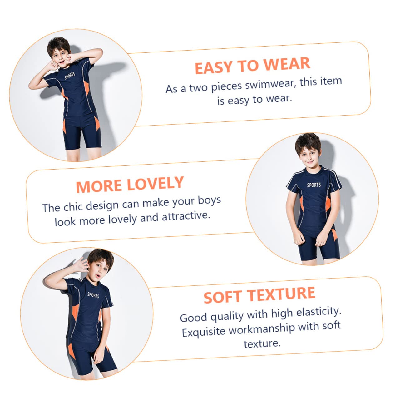 Maillot de Bain Deux Pièces Fête été Garçon, Protection Solaire Chic, Bleu