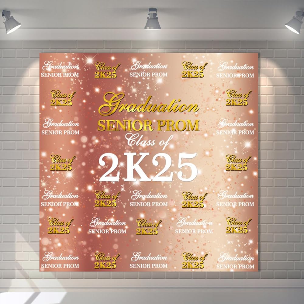 Congrats Grad Back Congrats Grad Pink 10x8ft 2025 Graduation Backdrop - Pink Rose Gold ...