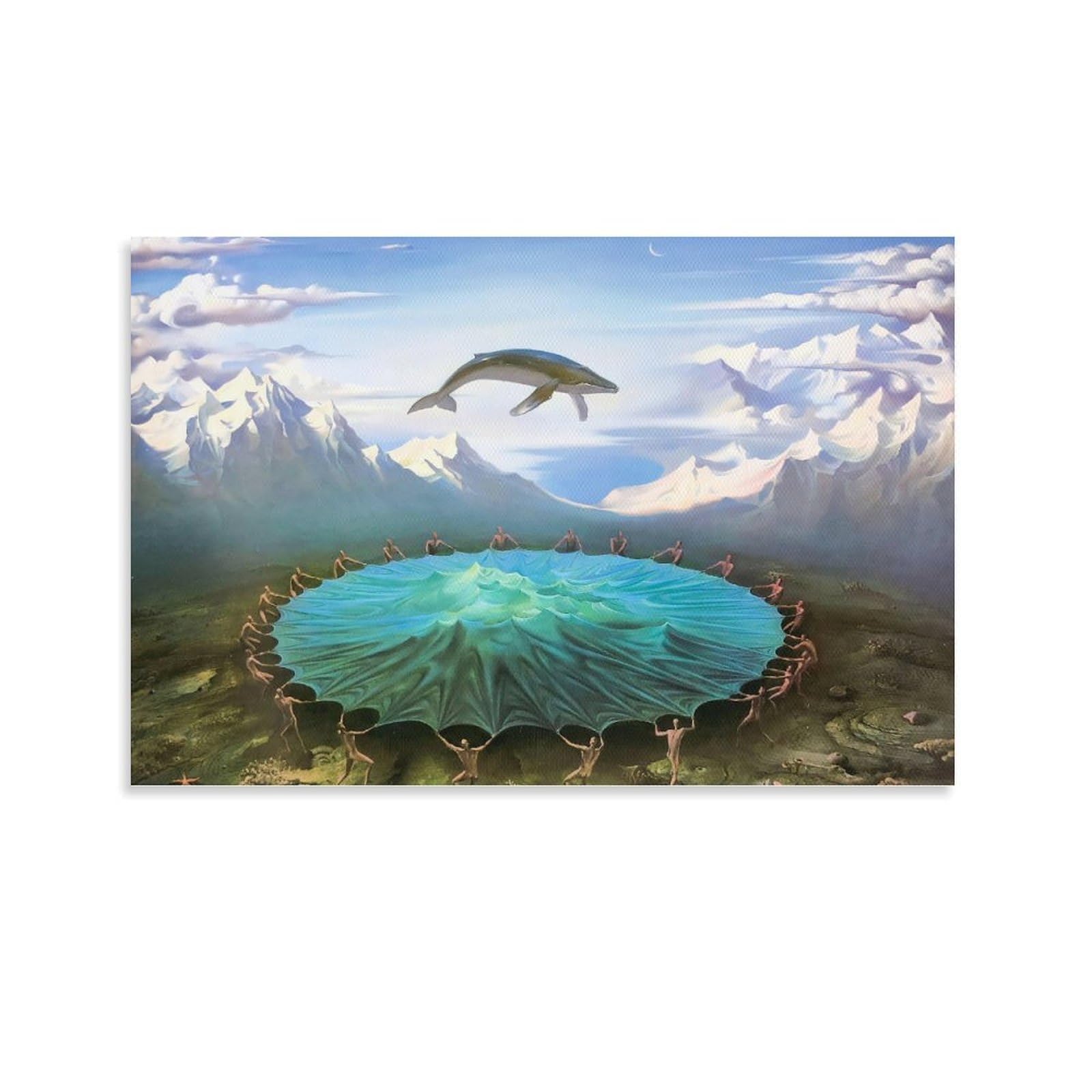WAONZZAI Famous Painting Whale Toss by Vladimir Kush Poster Home Decor Canvas Prints Poster; Unframe; 16x24inch(40x60cm)