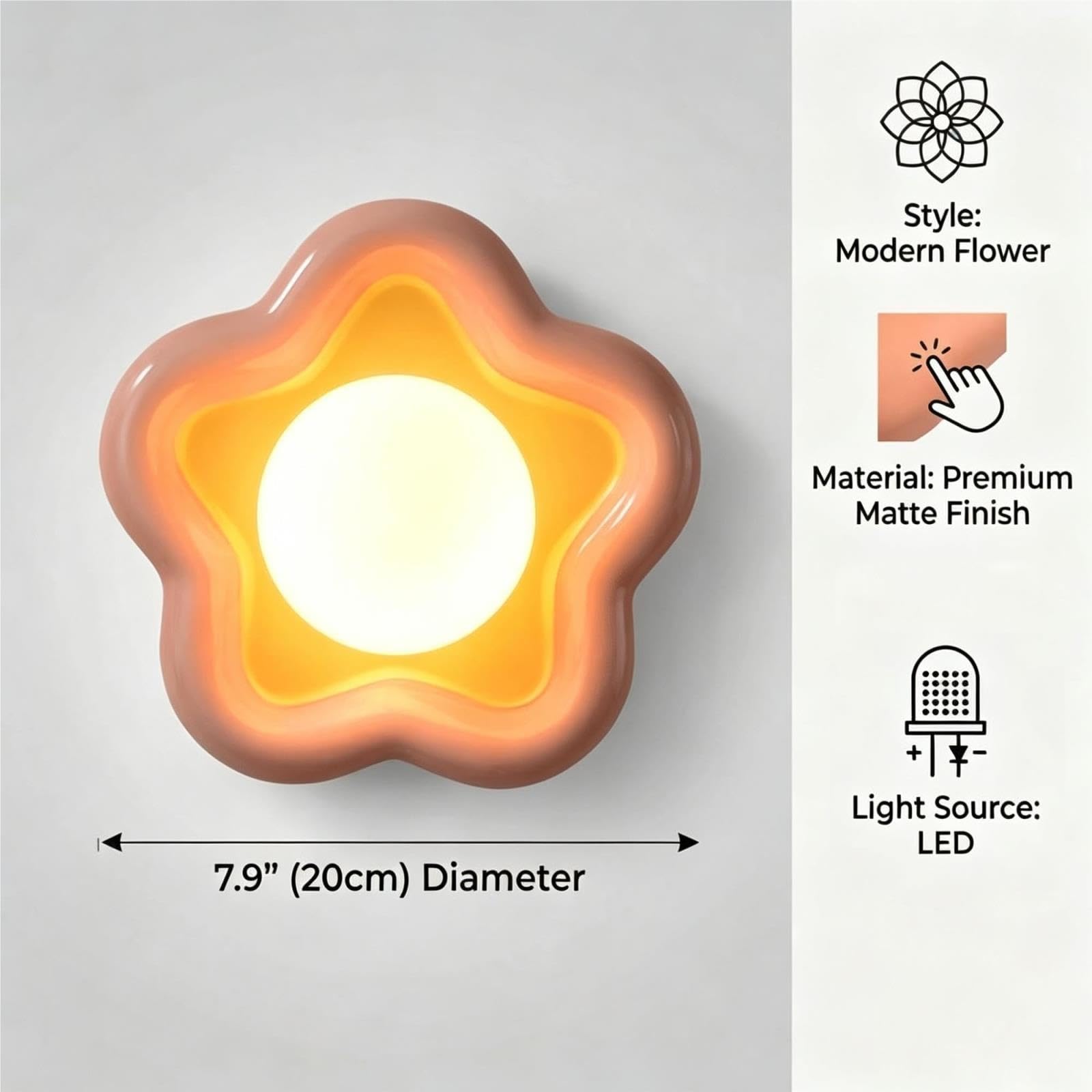 Applique parete nordica moderna, luce acrilica a forma di fiore