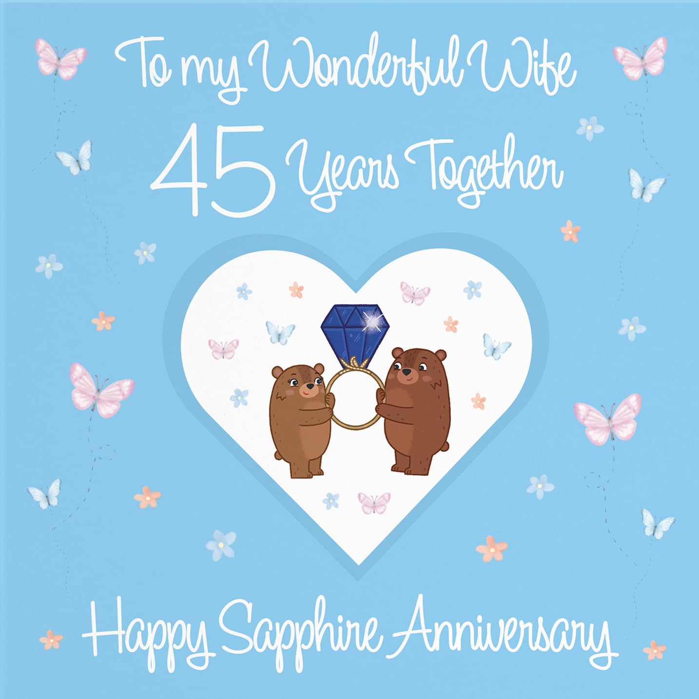 Hunts England, Wife 45th Anniversary Card, 45 Years, Sapphire Anniversary, Romantic Meadows, Fun Card - Image 2