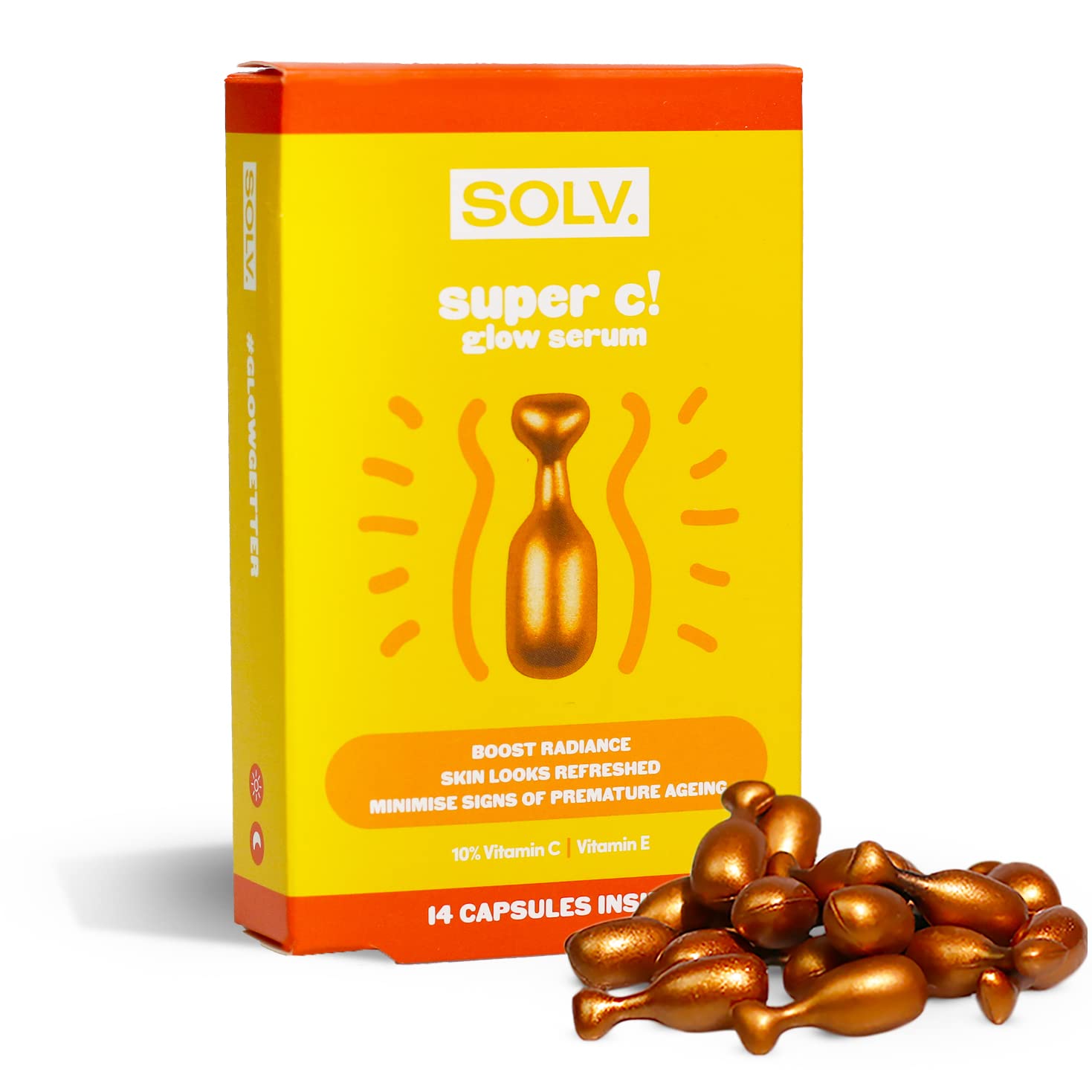 SOLV super c! glow serum - 14 capsules. Boost radiance | Skin looks refreshed | Minimise signs of premature ageing