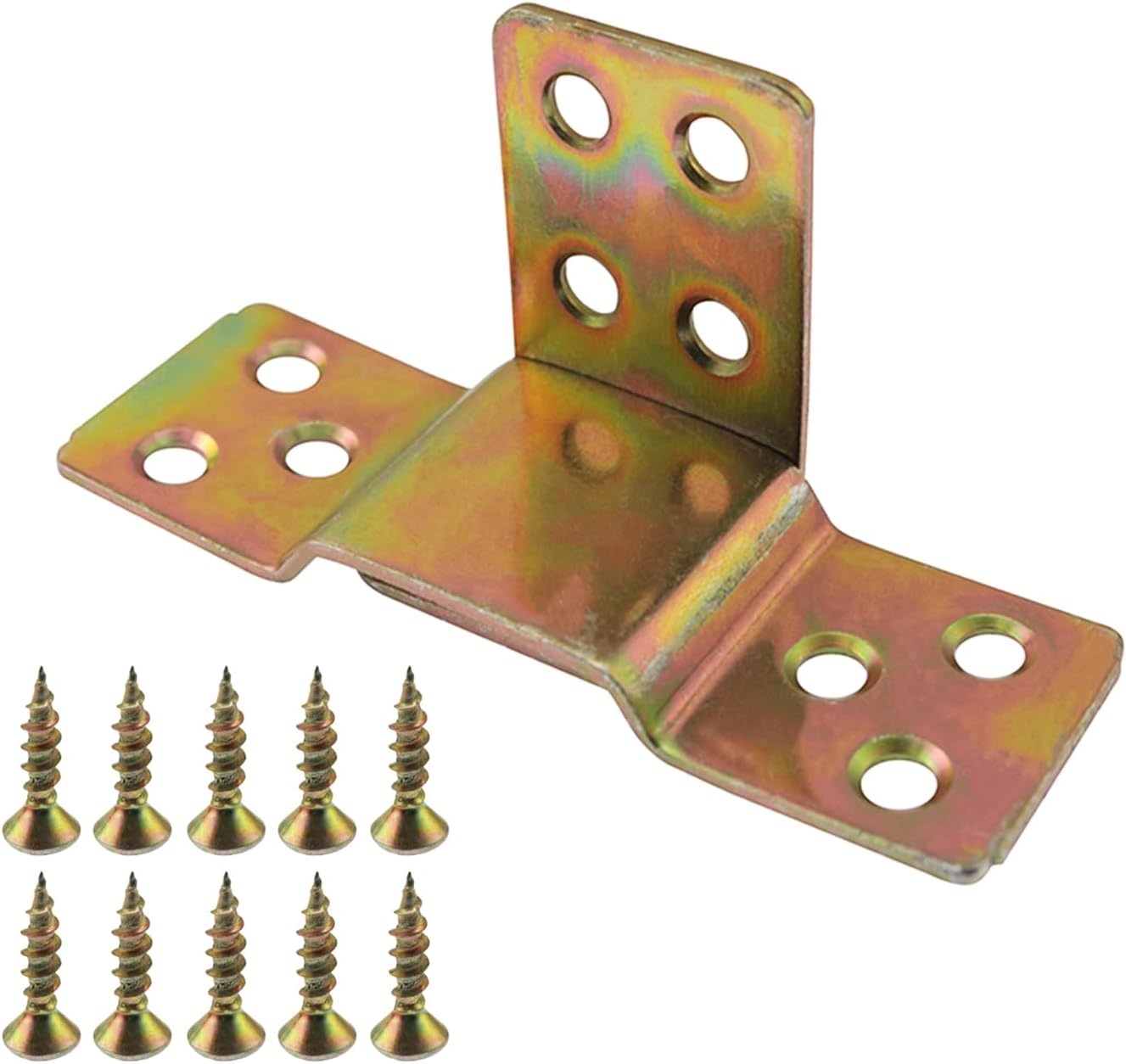 4PCS Bed Frame Fixing Connector with Mounting Screws Sofa Sub Female Connector Bed Hinge Hanger for Connecting Bed Rails Headboard Footboard Wooden Edge Beams Screw Holes