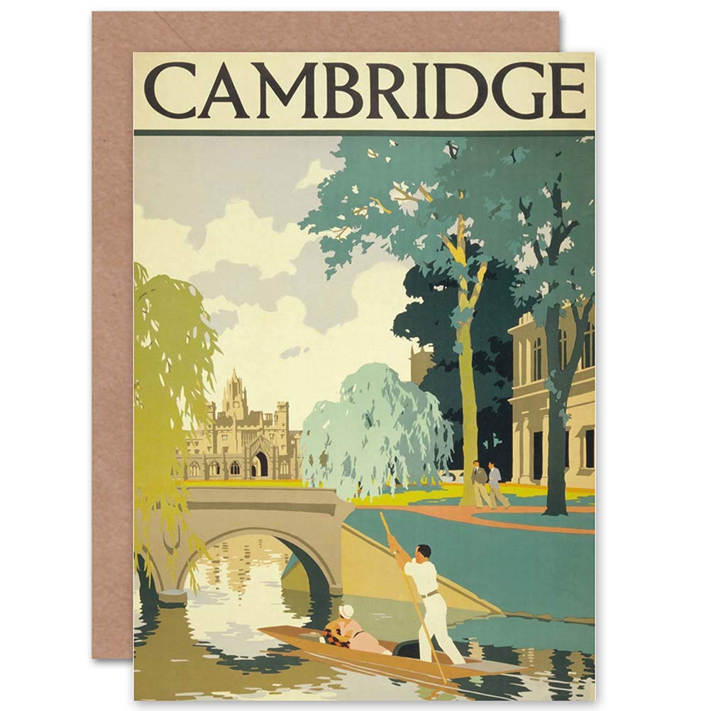 Wee Blue Coo TRAVEL TOURISM CAMBRIDGE ENGLAND CAM PUNT BRIDGE BLANK GREETINGS CARD