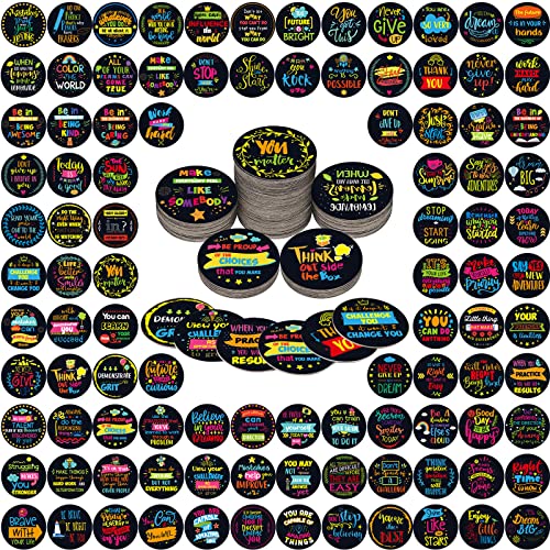 Hungdao 100 Pcs Positive Affirmation Chips Bulk Back to School 2.36 Double Sided Printing Motivational Tokens 100 Inspirational Sayings Coins Appreciation Gifts Prizes for Students Classroom Office