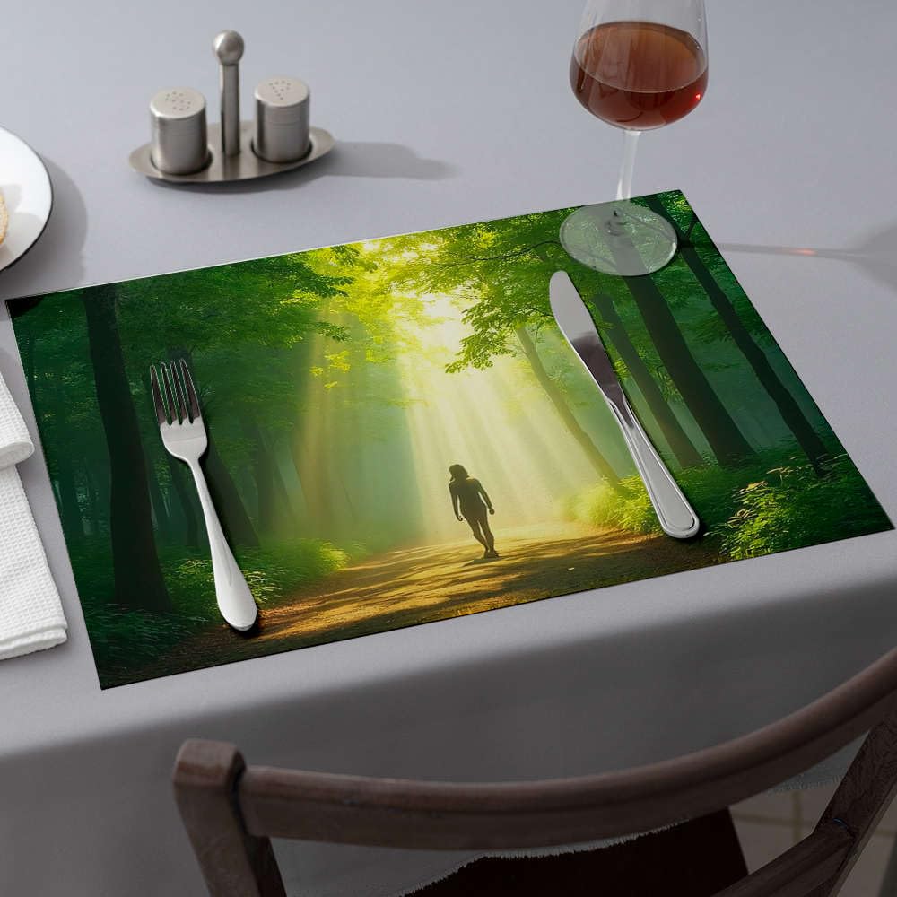 Sets de table de Pâques forêt en silicone tapis de comptoir cuisine