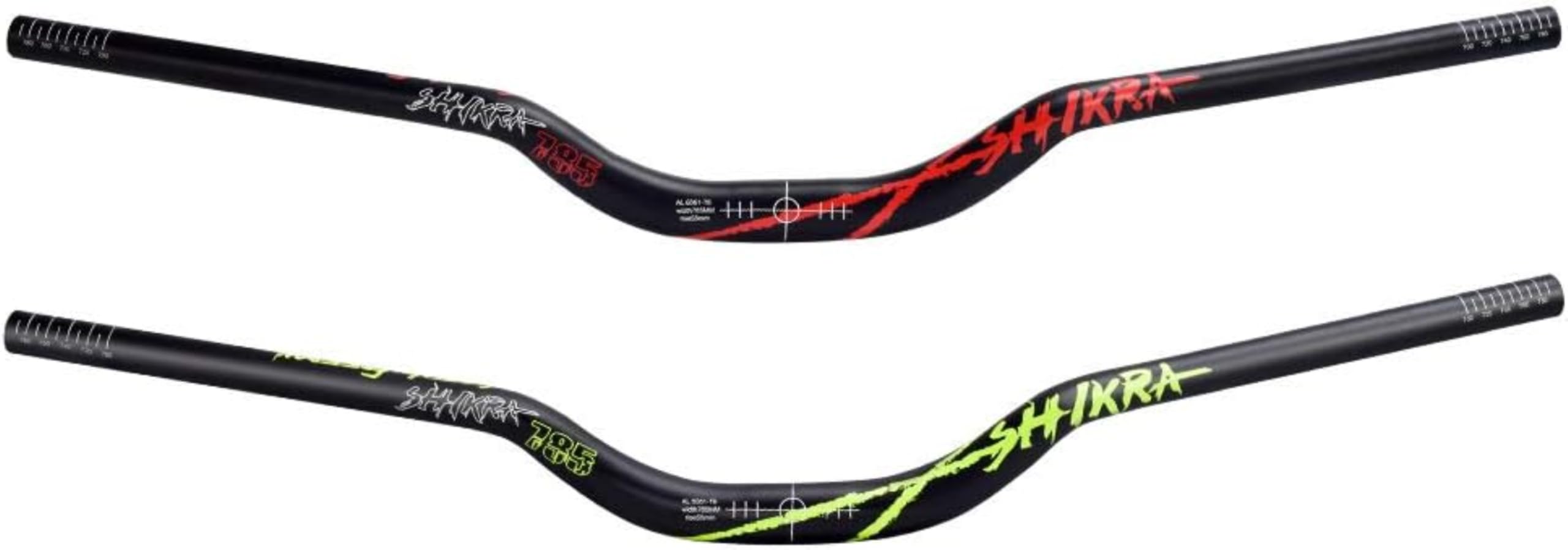Manubrio per mountain bike da 31,8 mm, altezza di sollevamento 55 mm, in lega di alluminio XC/AM/MTB, 780 mm di larghezza, manubrio MTB (verde)
