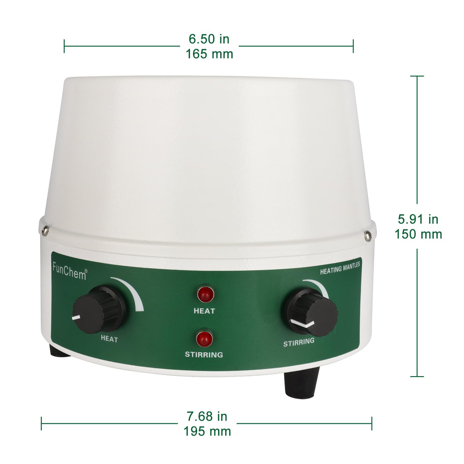 FunChem Manto calefactor, manto de calefacción de laboratorio adaptable con agitación magnética, control de temperatura de 0 a 1600 RPM, funciona a 110 V/450 ℃, potencia de 350 W, apto para capacidad