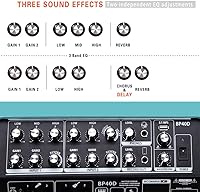 Vista 5 de Coolmusic Amplificador de guitarra acústica alimentado BP40D, altavoz Bluetooth portátil de 80 W con batería con efecto de retardo de coro