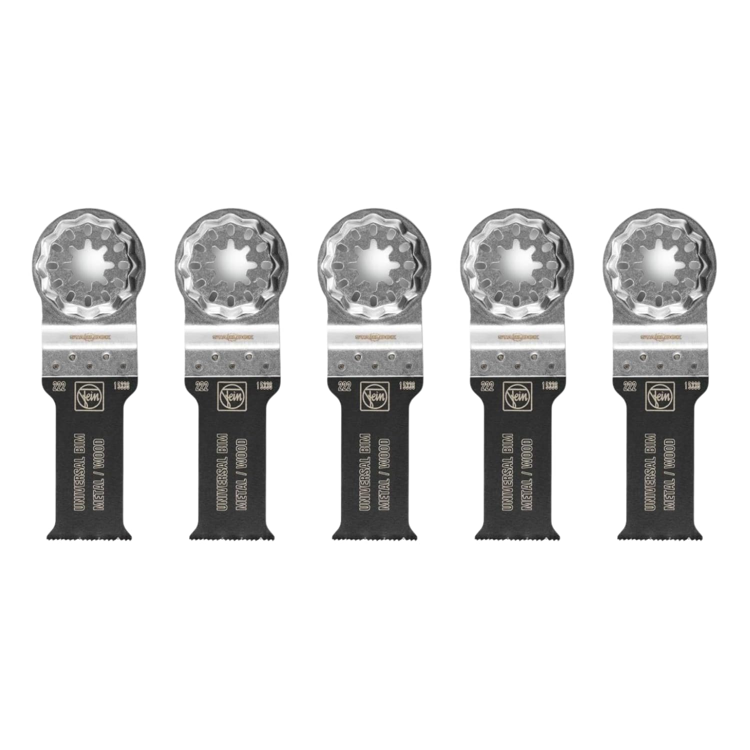 Starlock E-Cut Universal Saw Blade - Precision Cutting for Wood, Drywall & Plastics, Bimetal with Wavy Universal Teeth, Narrow Waisted, 1-1/8" Width, 2-1/8" Length, 5-Pack - 63502222280