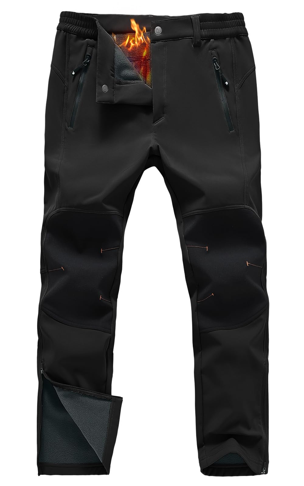 Rdruko Men's Snow Ski Pants Waterproof Fleece Lined Snowboard Pants | Zipper Bottom Leg, Snowboarding, Insulated, Winter, Hiking, Skiing, Snowmobile, Softshell, Windproof
