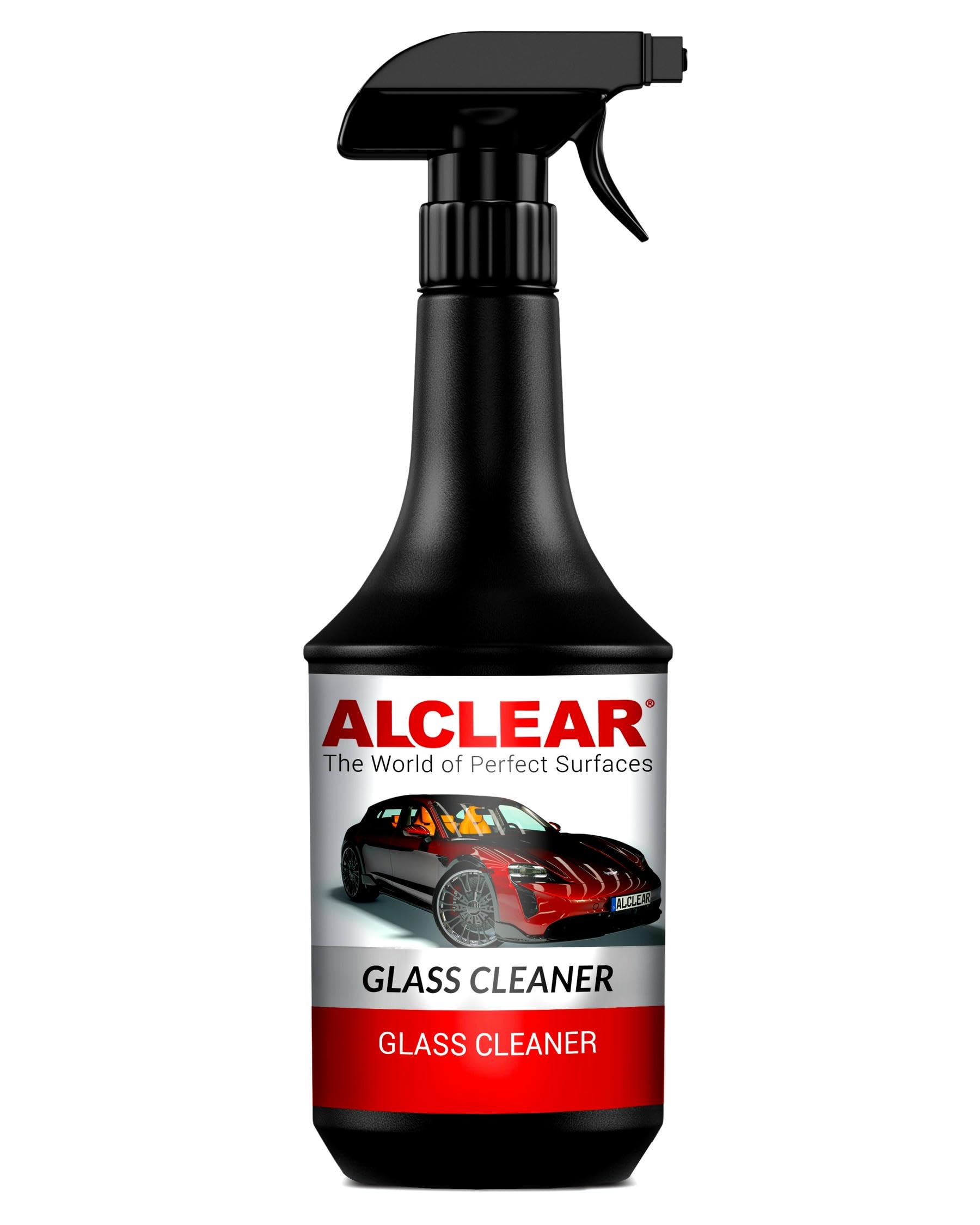 ALCLEAR 721GR Car Glass Cleaner 1000 ml, with beading effect, for windows inside & outside, windshield, rearview mirror, plastic, chrome, streak-free, child safety lock, car care.