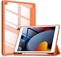 Vista 9 de VIKESI - Funda para iPad de 9ª / 8ª / 7ª generación de 10.2 pulgadas (lanzada en 2021/2020/2019), parte trasera transparente, cubierta de marco