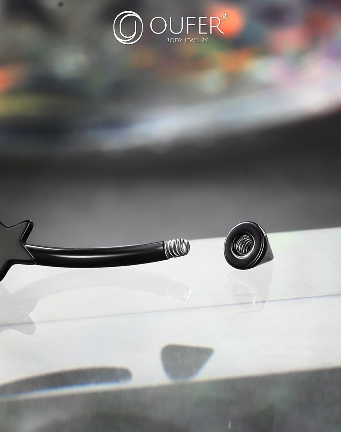 OUFER Rook Piercing Jewelry, G23 Solid Titanium Eyebrow Rings, Heart Vertical Labret Lip Jewelry, 16G Curved Barbells, Daith Rook Earrings for Women Men - Image 6