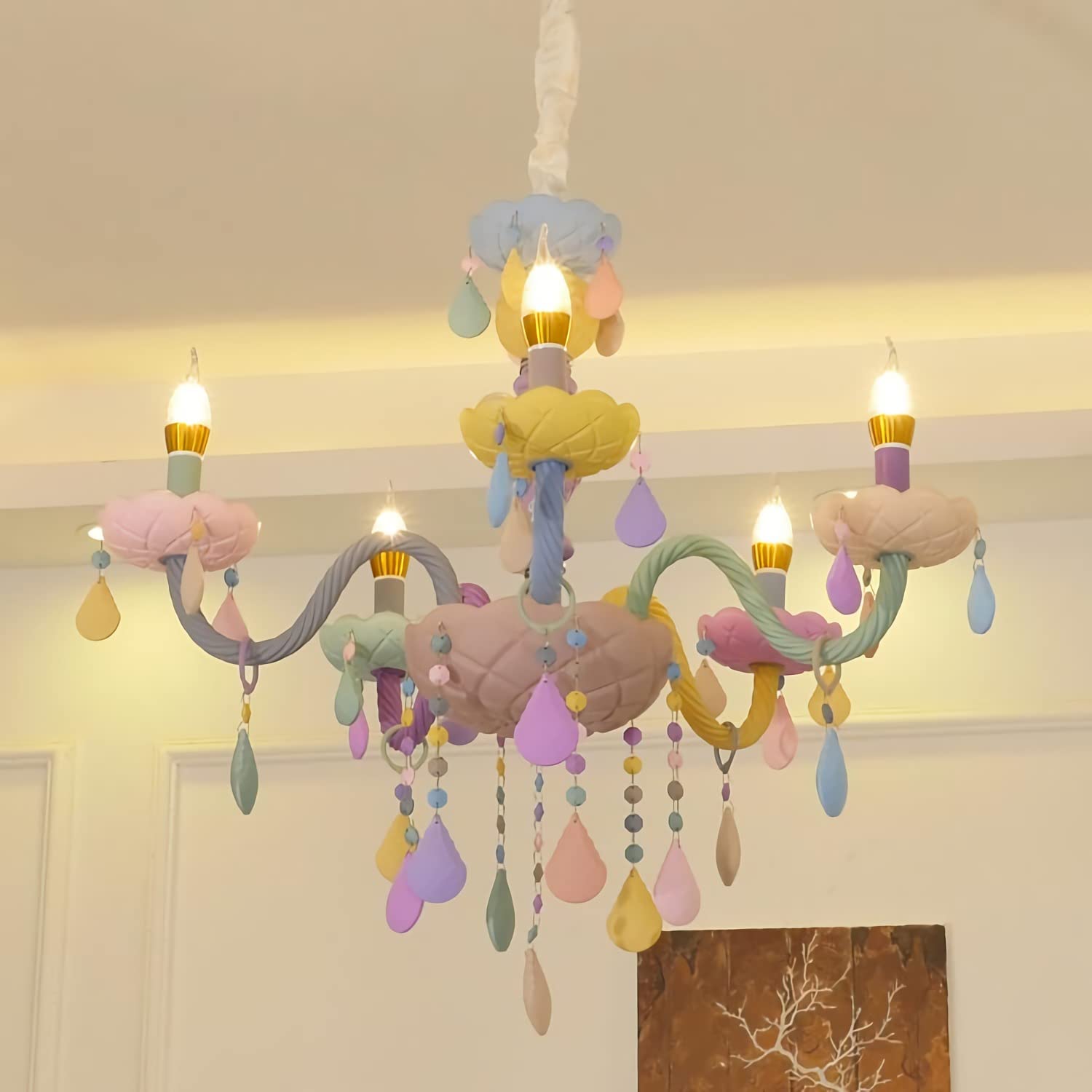 Lustre cristal contemporain multicolore haut de gamme