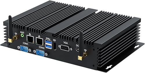 Mini PC industrial sin ventilador, computadora de escritorio Core i7-5500U Windows 10 Pro, 16 GB RAM 512 GB SSD, 2xNIC, 2* COM RS232, 4xUSB3.0,