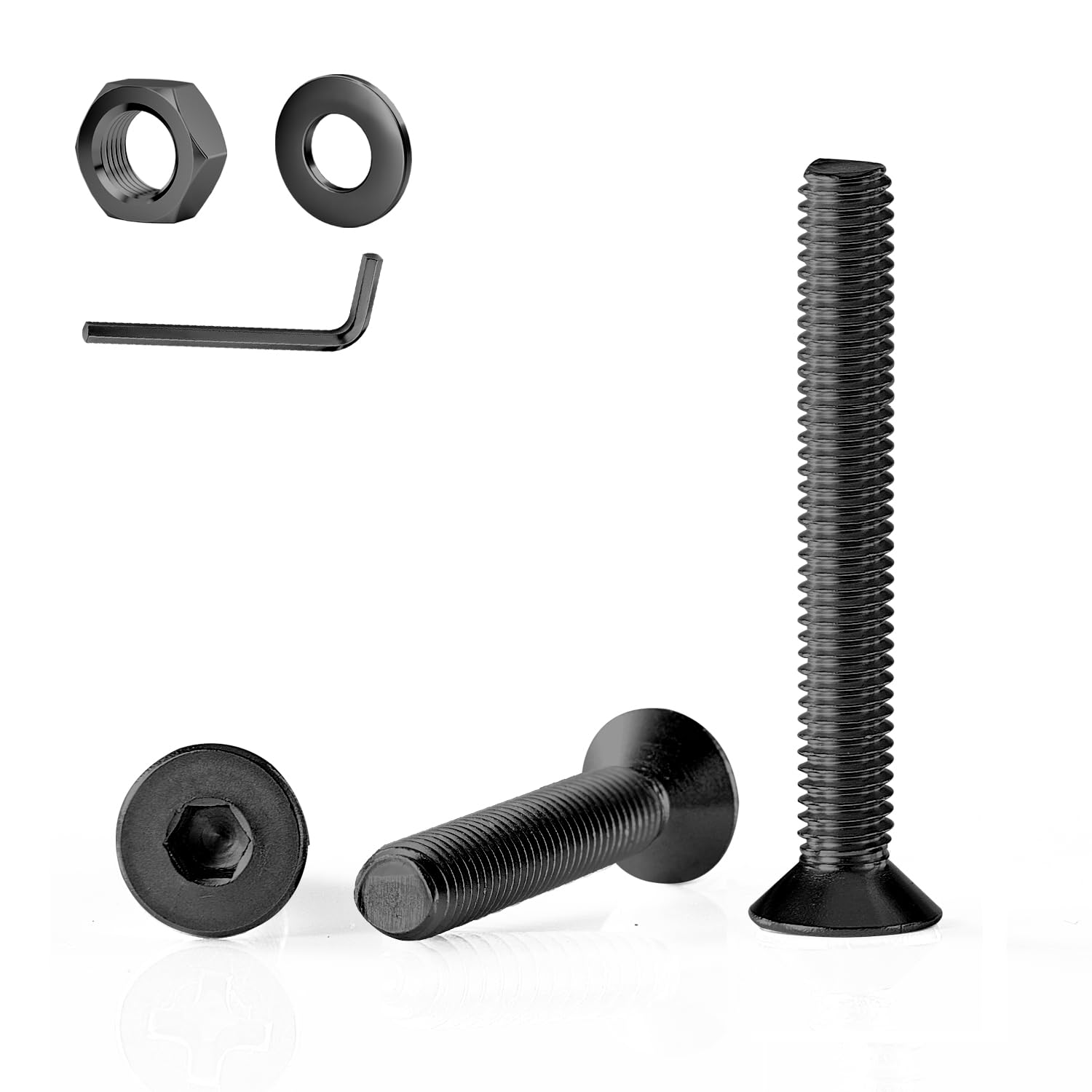 GOHODOMINO M6×45mm (20Stück) Senkschrauben mit Innensechskant DIN 7991 (ISO 10642) Vollgewinde Senkkopfschraube Schwarzoxid aus rostfreiem Edelstahl A2 V2A