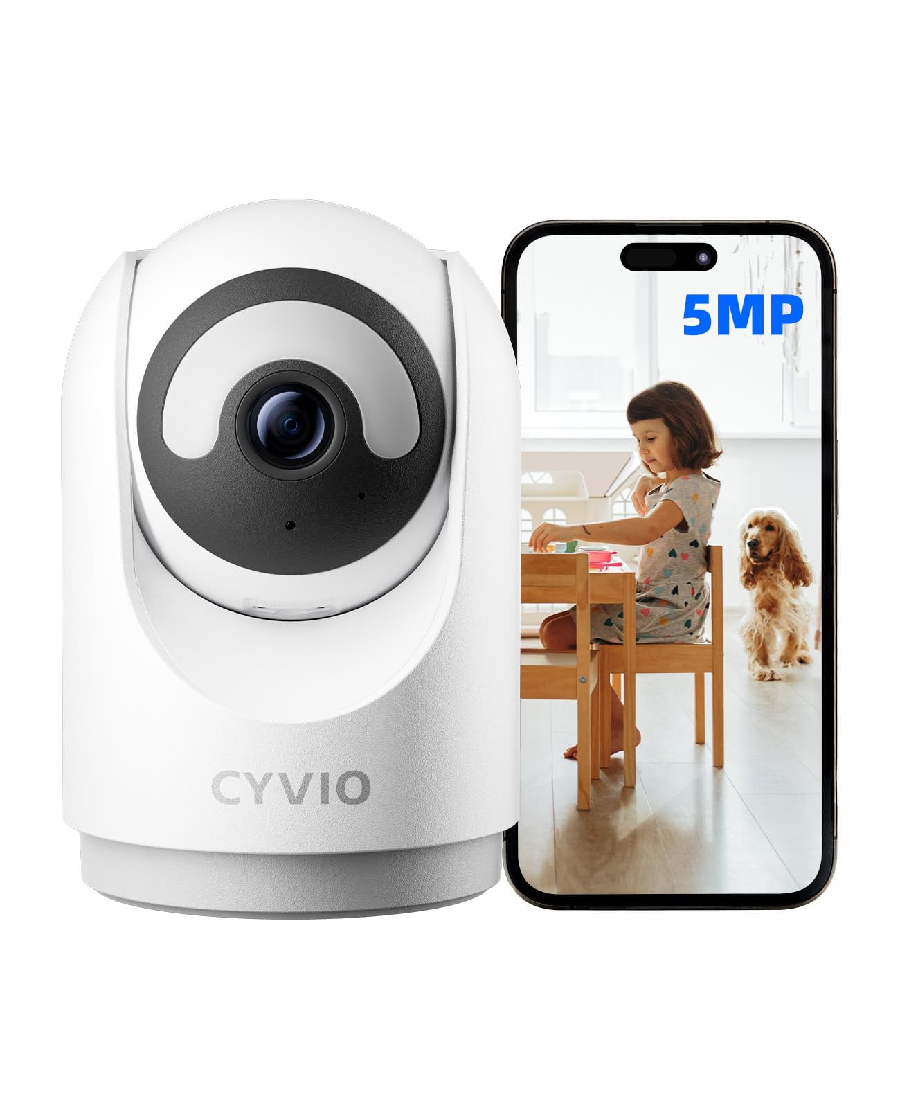 CYVIO 5MP Indoor Security WiFi Camera, with Smart Night Light, 2.4/5GHz