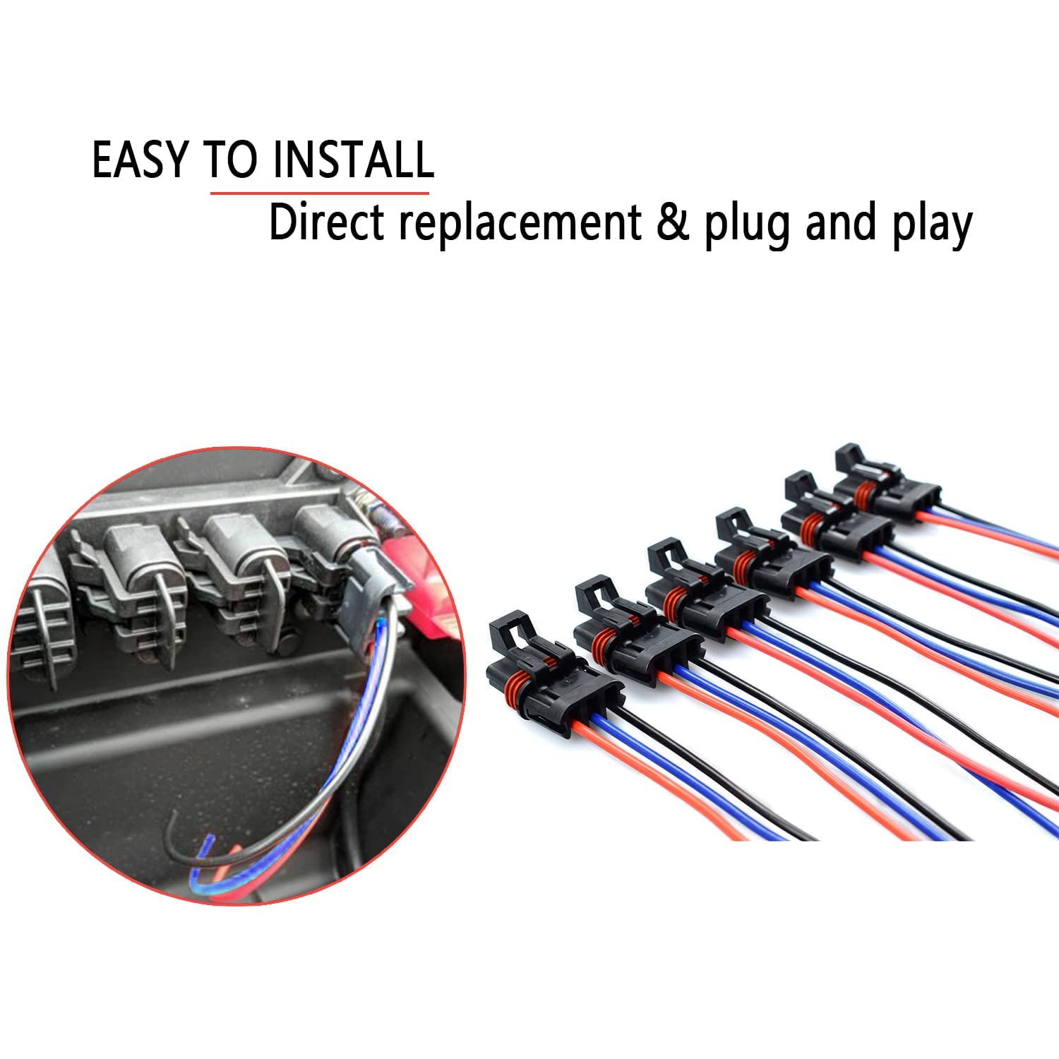 Pulse Power Plug Pigtail Connector Set - 6 Pack For Polaris Ranger XP 1000, RZR, General 2018-2021