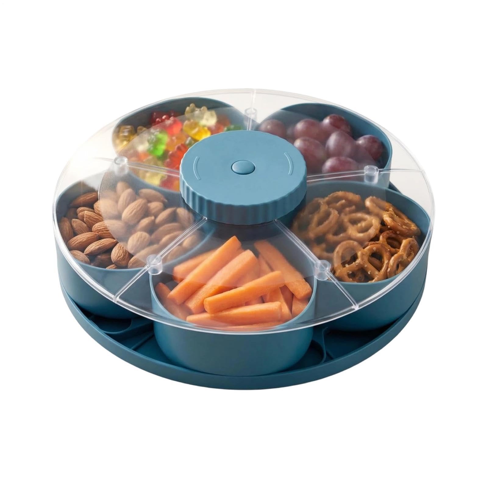 Bandeja de servir con múltiples compartimentos Recipiente Giratorio para | Bandejas de servir para con base antideslizante para Cocina, Viajes, Mesa, Salsas y Aperitivos