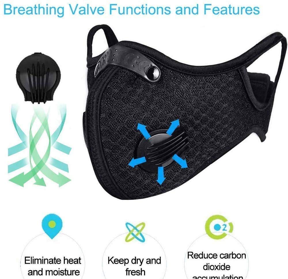 Signature Fitness Everyday Essentials All-Purpose Fitness Training Mask with Activated Carbon Filter, Black