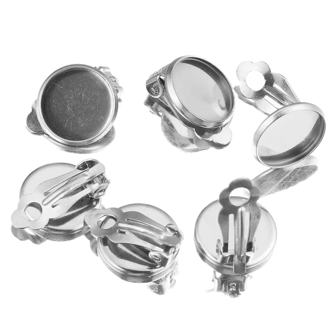 zyrqon 30Pcs Lot Gold Stainless Steel Clip On Earrings Setting Blank Base Cabochon Cameo 6 8 10 12 MM for DIY Jewelry Making Supplies(S10)