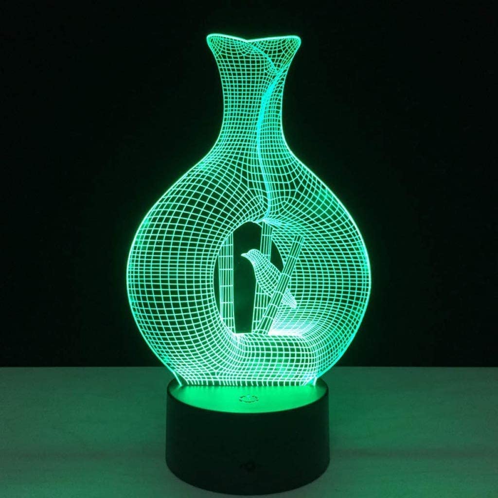 Veilleuse 3D, lampe de chevet pour chambre à coucher, lampe de table d'oiseau, 7 couleurs, lampe LED visuelle, décoration de sommeil pour bébé