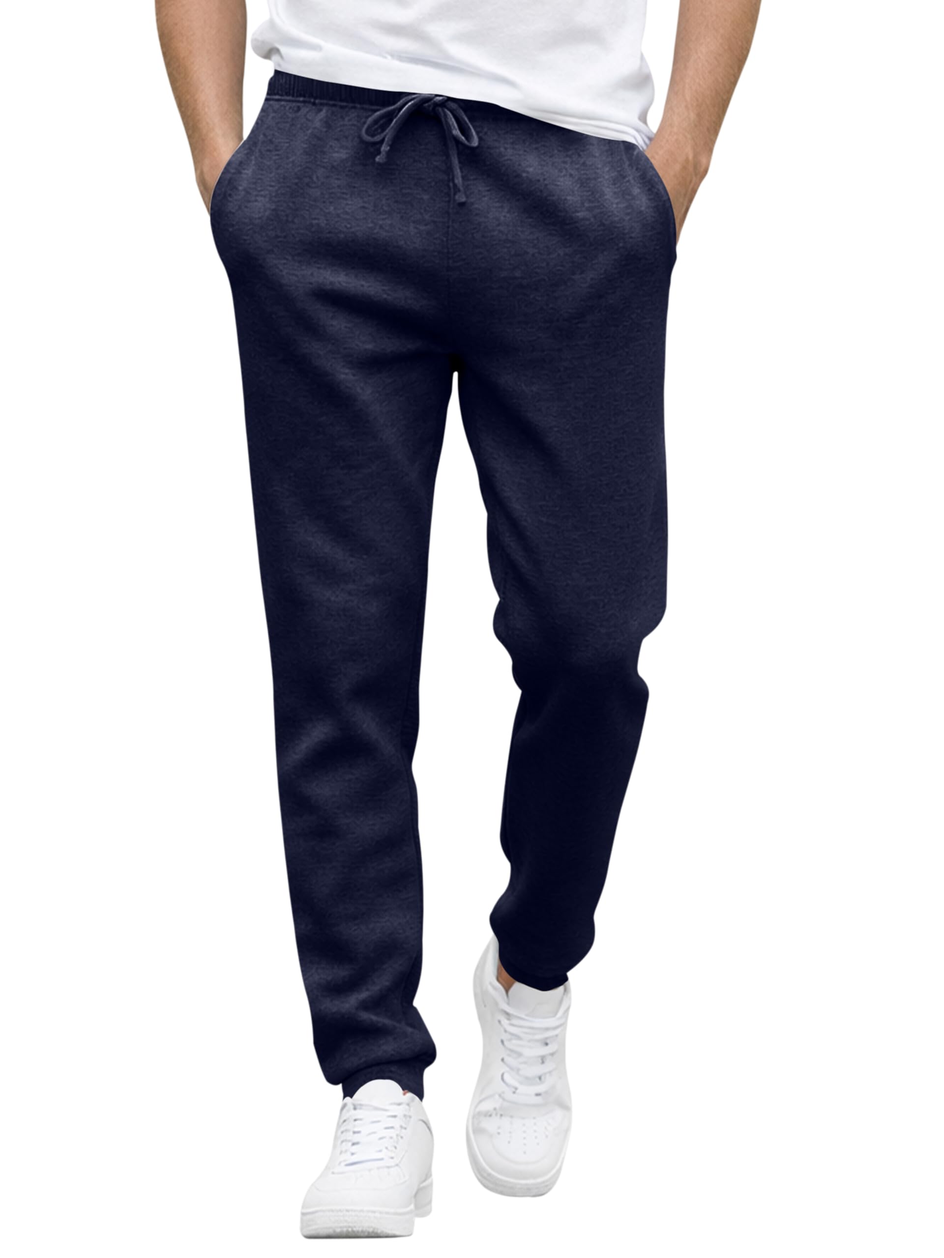 Love My Fashions® Men's Fleece Tracksuit Jogging Bottoms Slim Fit with Zip Pockets Jogger Sweatpants for Gym Workout Navy