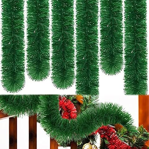 Woozettn 50 Feet Christmas Tinsel Garland,Green Garland Christmas Decorations,Artificial Christmas Pine Garland Decoration for Holiday Wedding Party Decoration,Outdoor/Indoor Use Cover