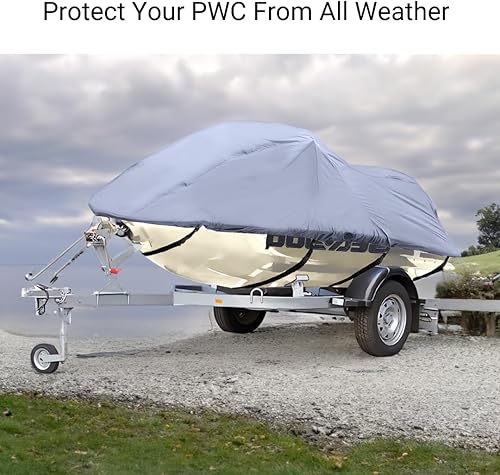 Miniatura 7 de Funda para embarcaciones personales, motos de agua, color gris carbón, de hasta 3.56 m (3 tamaños disponibles)., gris