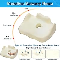 Vista 6 de Seat Cushion, Memory Foam Non-Slip Large hemorrhoid Pillow, Removable and Washable seat Cushions for Office Chairs, Relieve Hemorrhoids, Sciatica